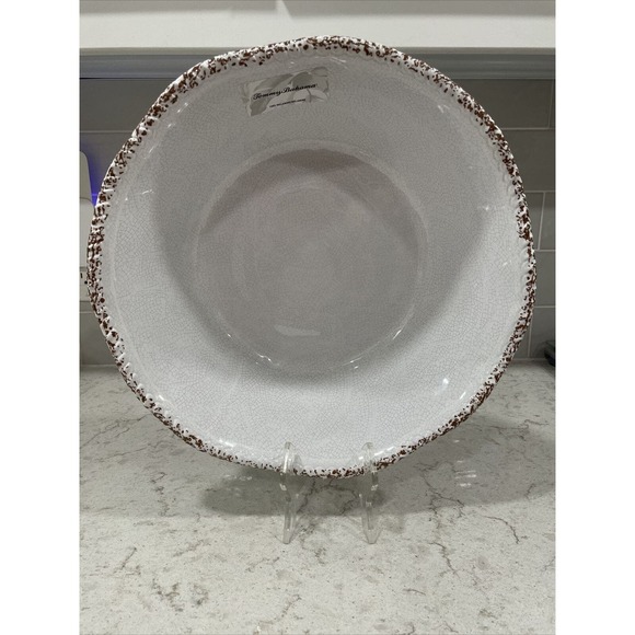 Tommy Bahama Extra Large 14x4.5” Chip Salad Serving Bowl Melamine White Rustic - Picture 1 of 6